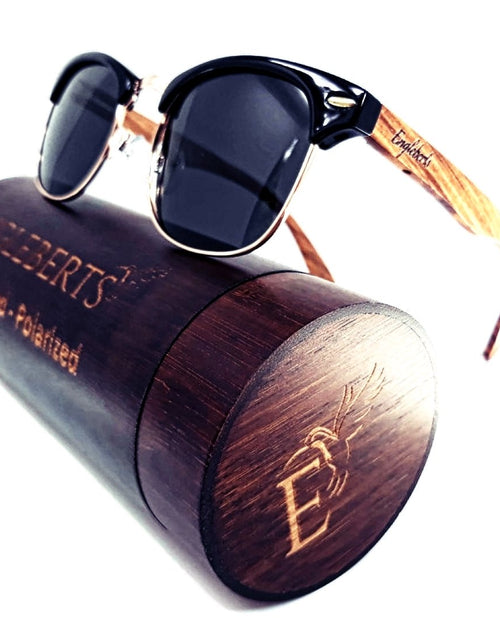 Load image into Gallery viewer, Real Walnut Wood Club Style Sunglasses With Bamboo Case, Polarized
