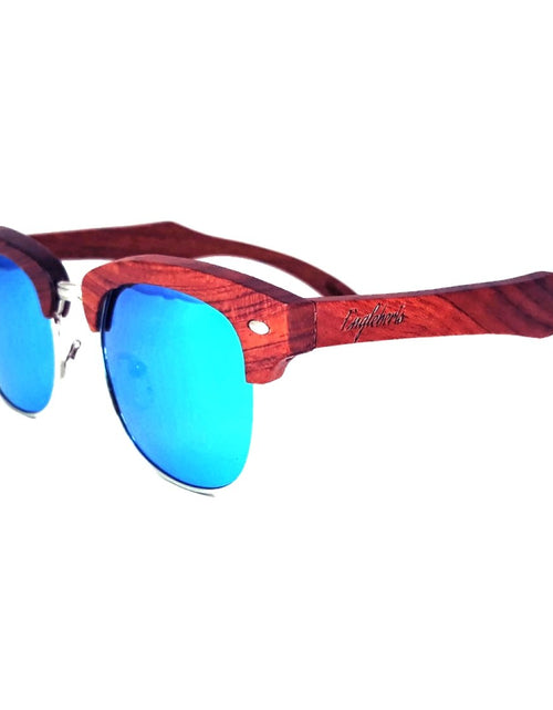 Load image into Gallery viewer, Brazilian Pear Wood Sunglasses, Ice Blue Polarized Lenses
